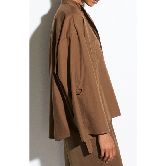 VINCE D-Ring Sleeve Utility Shirt in Cottonwood Brown - Picture 7 of 15